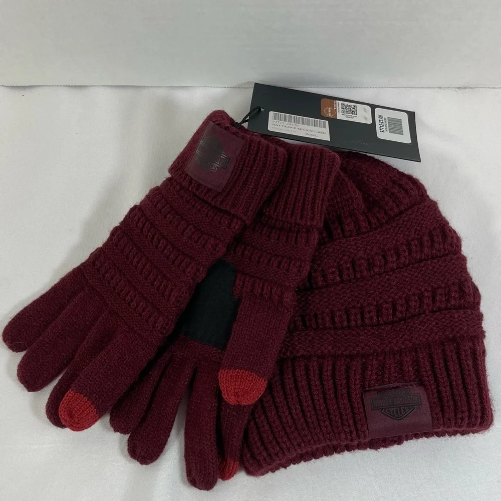 Harley Davidson HD Women’s Winter Open Road Knit Beanie Hat & Gloves 97712-23VW